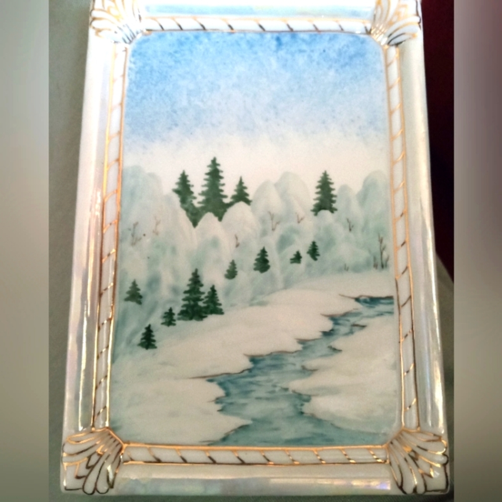 Fenix Gold Plated Porcelain Snowy Forest Scene